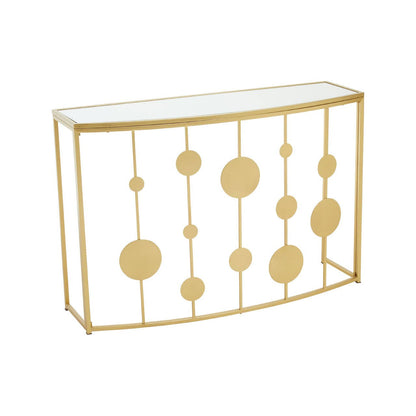 Farran Champagne Gold Finish Console Table With Mirror Top