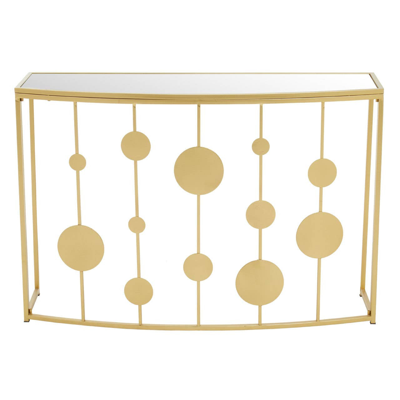 Farran Champagne Gold Finish Console Table With Mirror Top