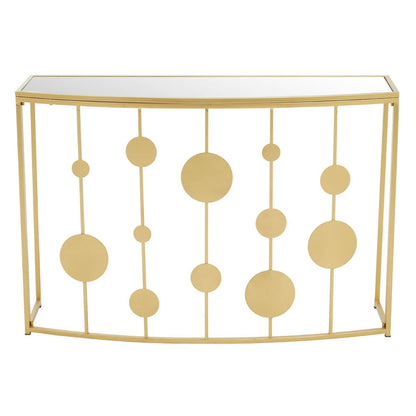 Farran Champagne Gold Finish Console Table With Mirror Top