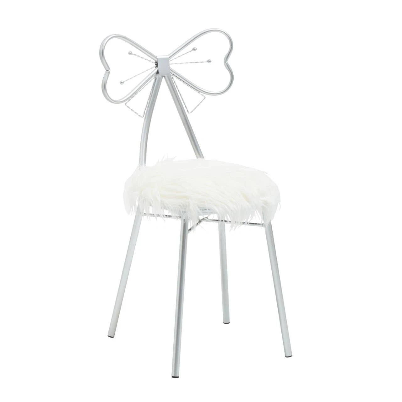 Jolie Silver and Faux Fur Bow Back Dining Chair