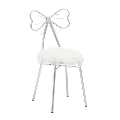 Jolie Silver and Faux Fur Bow Back Dining Chair