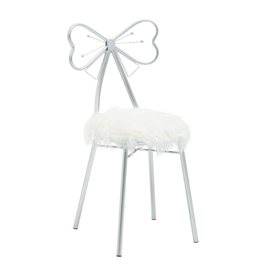 Jolie Silver and Faux Fur Bow Back Dining Chair