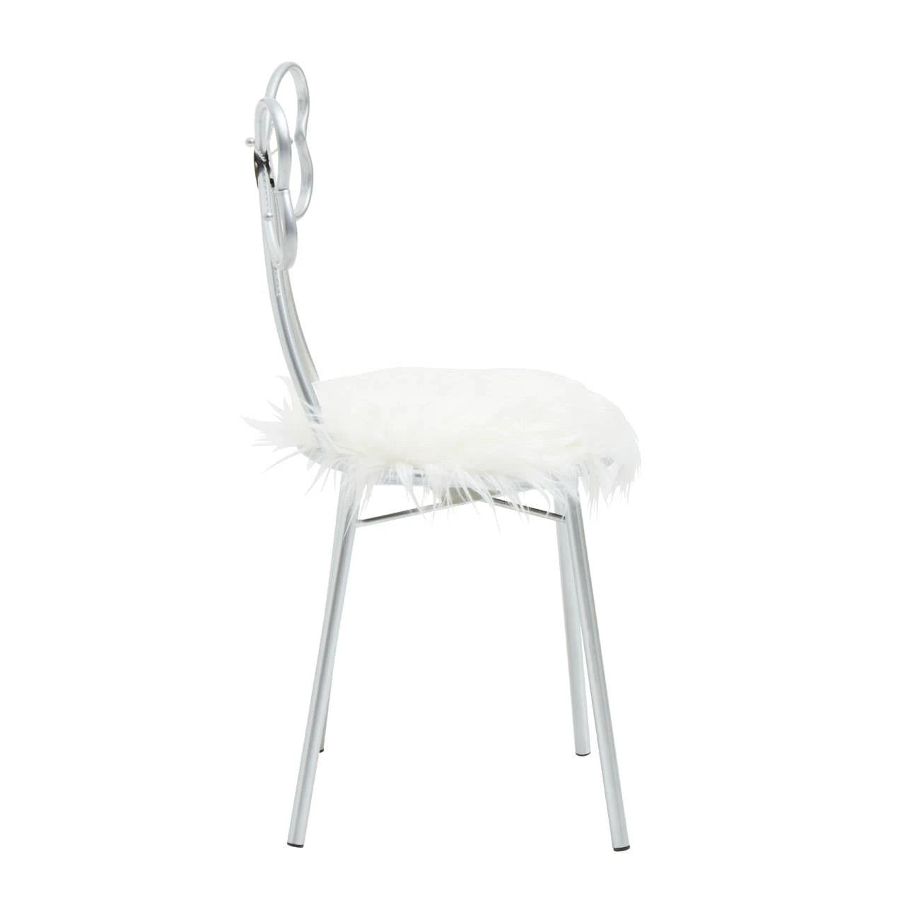 Jolie Silver and Faux Fur Bow Back Dining Chair