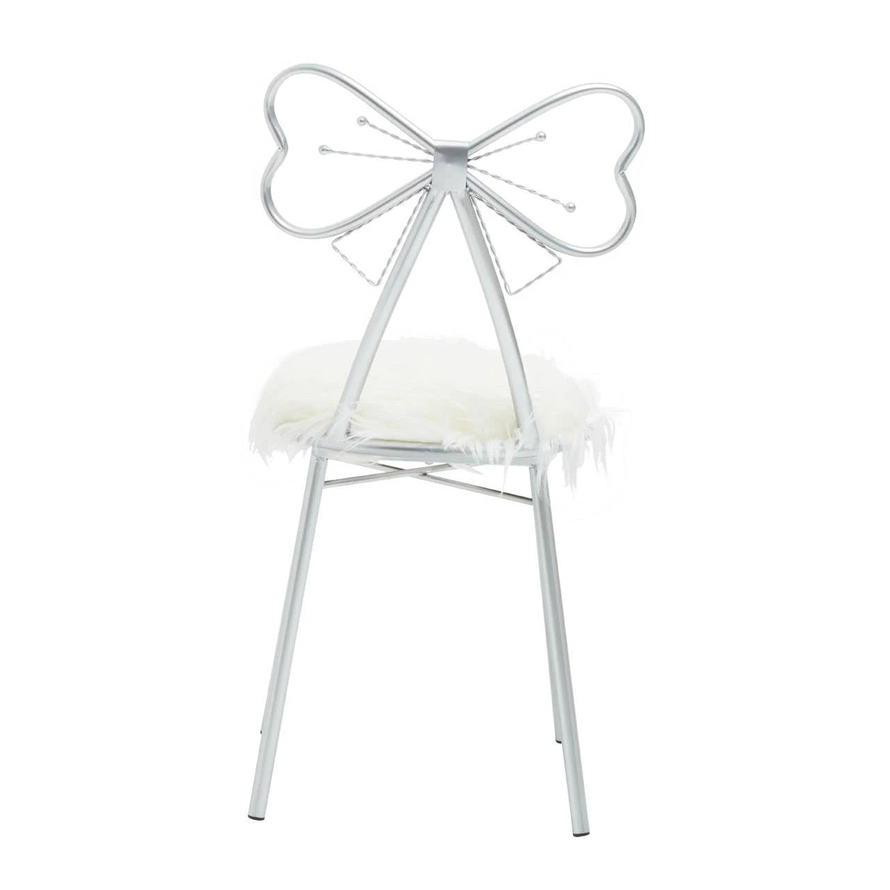 Jolie Silver and Faux Fur Bow Back Dining Chair