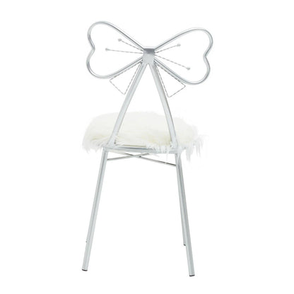 Jolie Silver and Faux Fur Bow Back Dining Chair