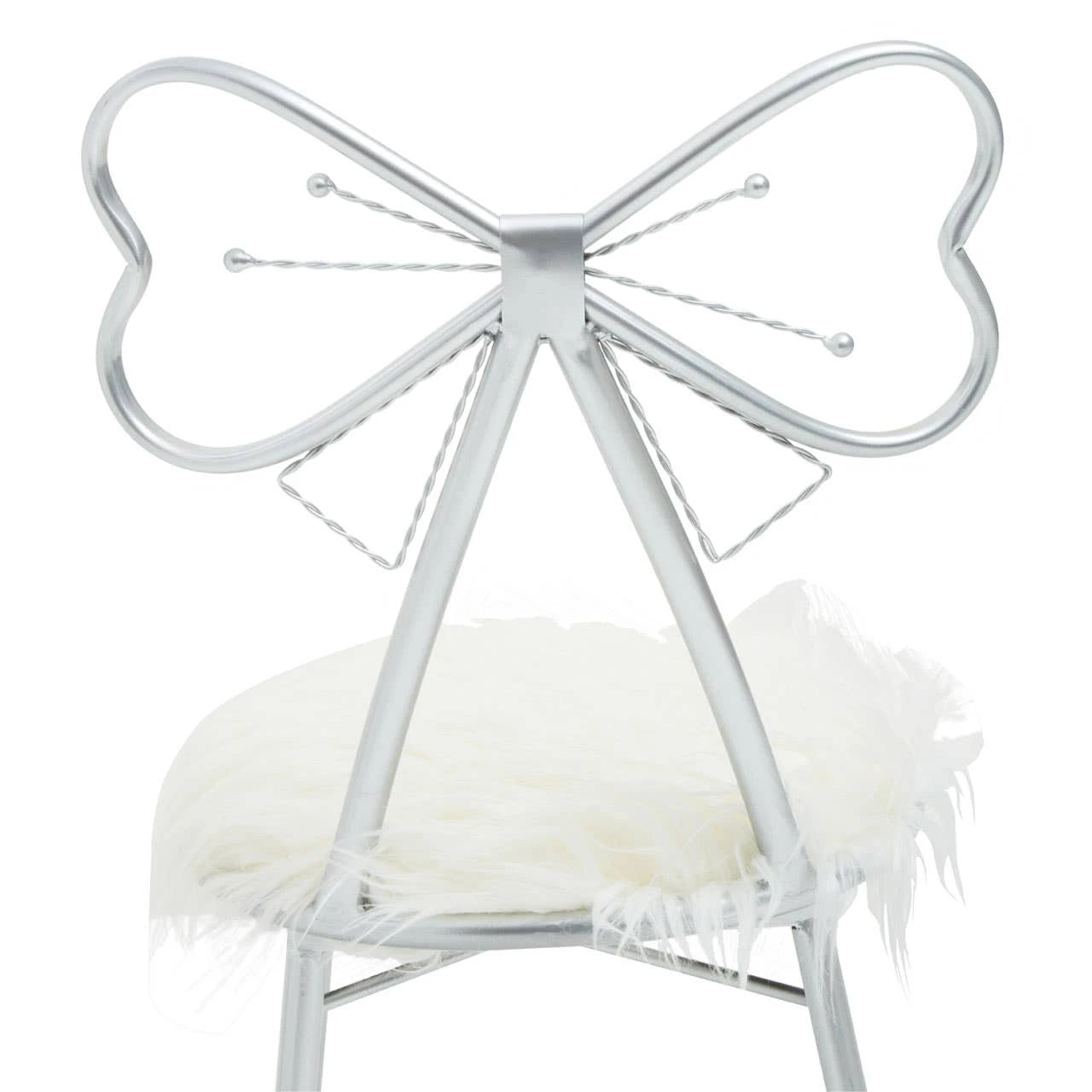 Jolie Silver and Faux Fur Bow Back Dining Chair