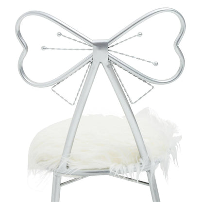 Jolie Silver and Faux Fur Bow Back Dining Chair