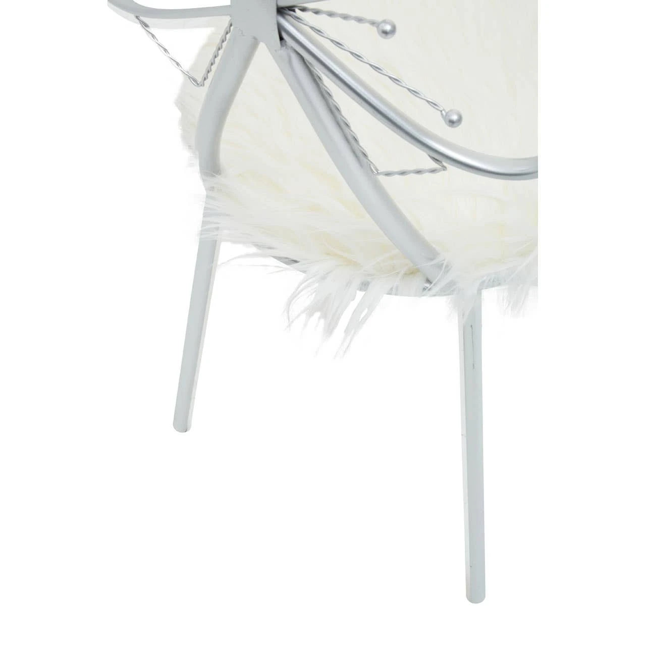 Jolie Silver and Faux Fur Bow Back Dining Chair