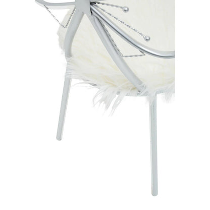 Jolie Silver and Faux Fur Bow Back Dining Chair