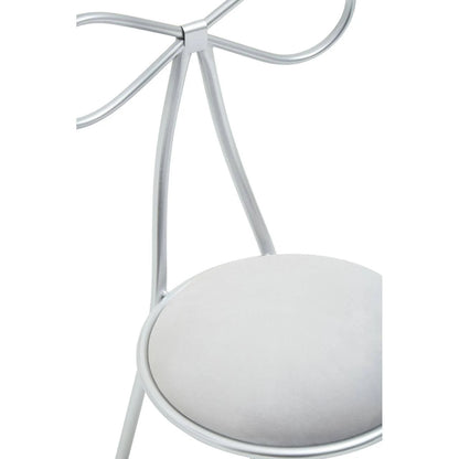 Jolie Silver Velvet Bow Back Dining Chair