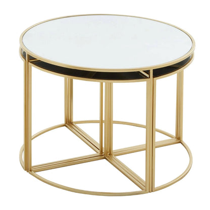 Jolie 5 Piece Set Mirrored Top Coffee Table with Nesting Tables