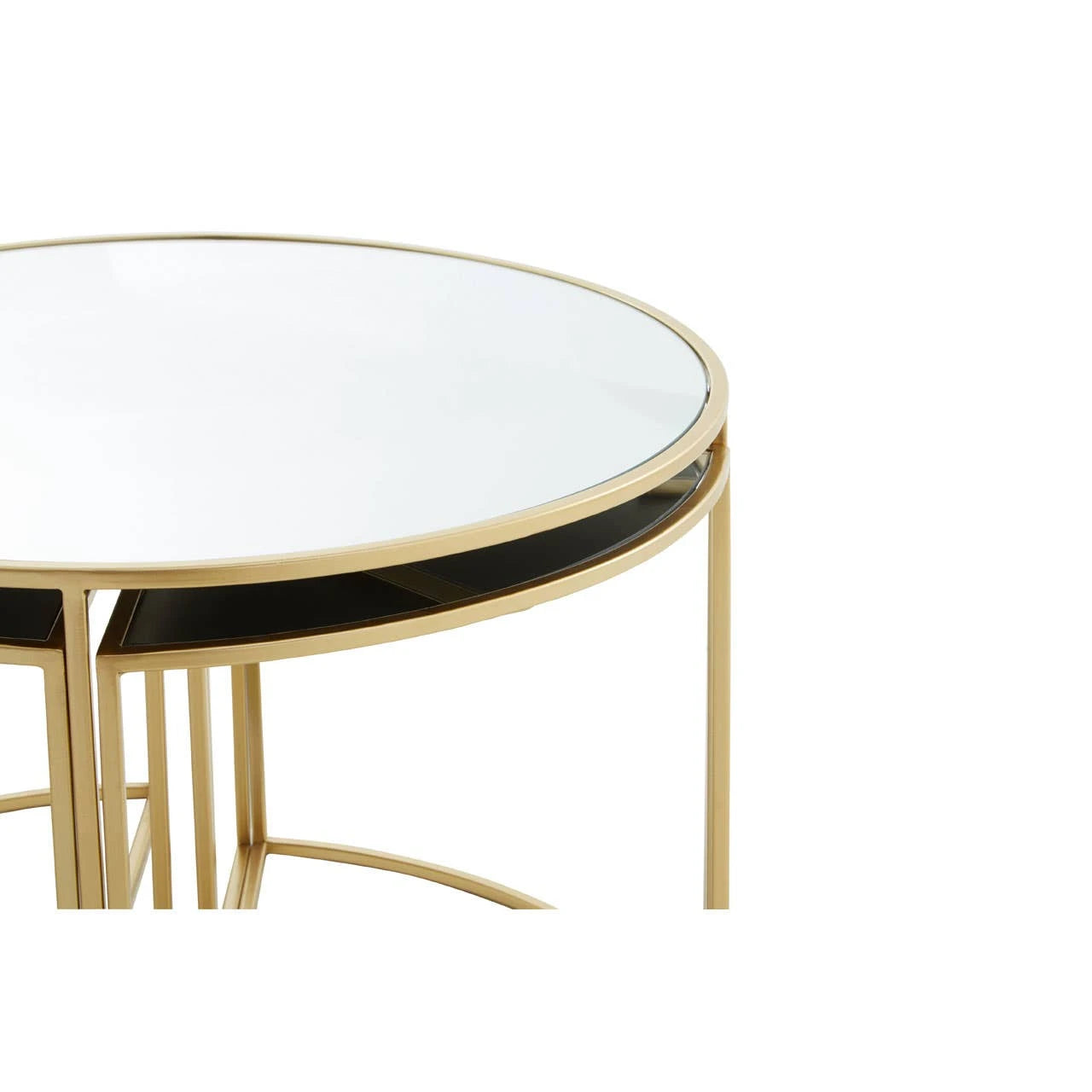 Jolie 5 Piece Set Mirrored Top Coffee Table with Nesting Tables