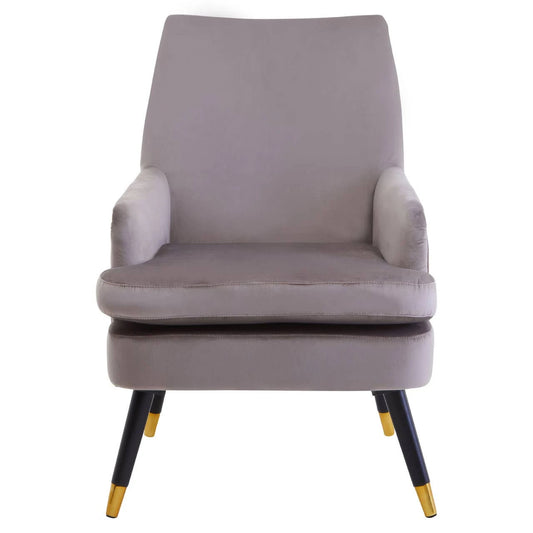 Loretta Mink Velvet Accent Chair With Wooden legs