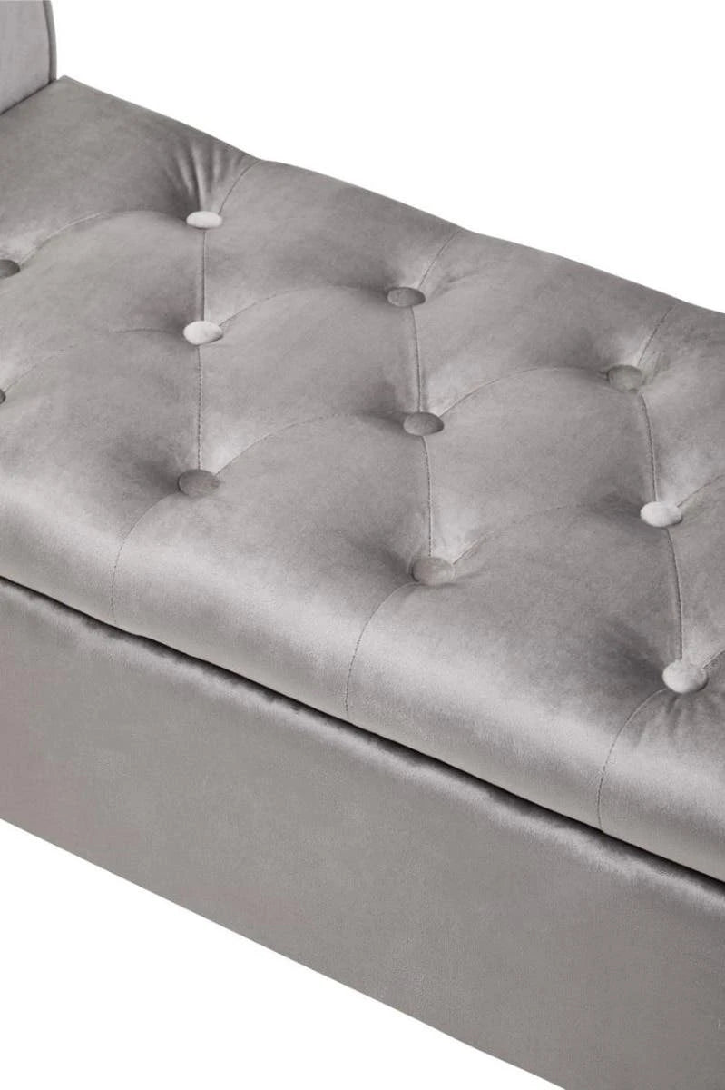Loretta Grey Velvet Ottoman Storage Bench