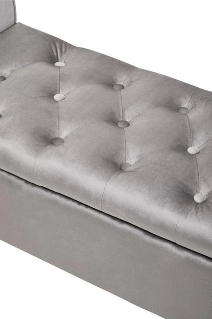 Loretta Grey Velvet Ottoman Storage Bench