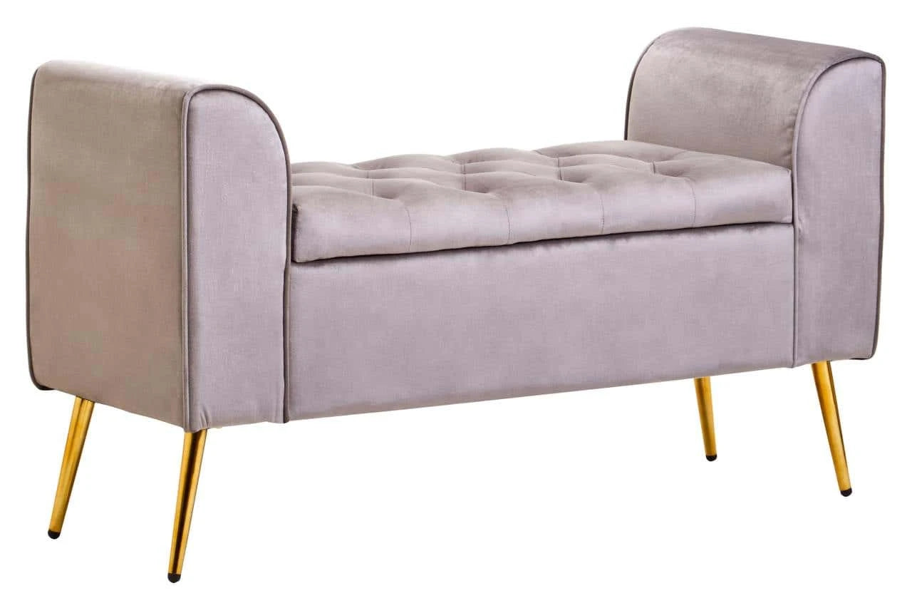 Loretta Mink Velvet Ottoman Storage Bench