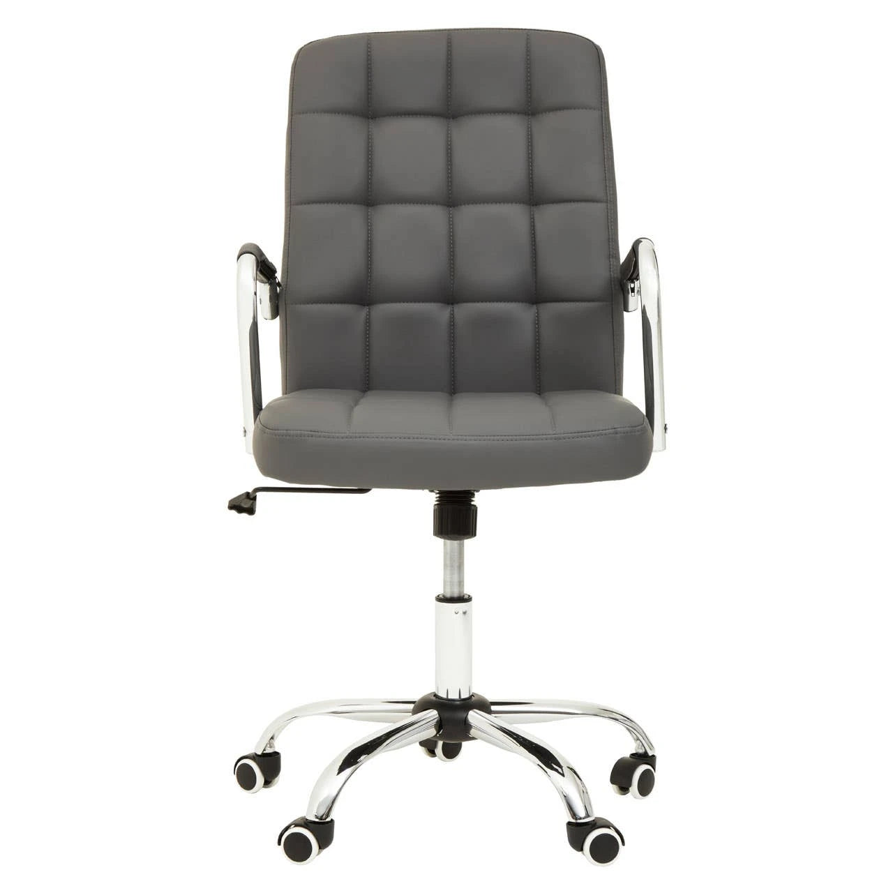 Brent Grey Leather Effect And Chrome Home Office Chair