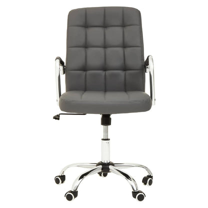 Brent Grey Leather Effect And Chrome Home Office Chair
