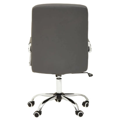 Brent Grey Leather Effect And Chrome Home Office Chair