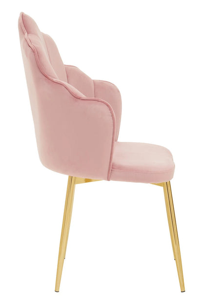 Tian Pink Velvet Dining Chair with Gold Metal Legs