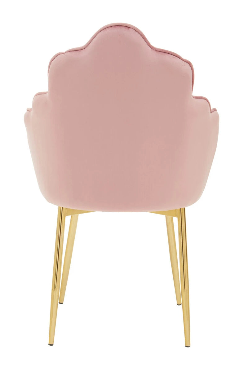 Tian Pink Velvet Dining Chair with Gold Metal Legs
