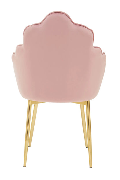 Tian Pink Velvet Dining Chair with Gold Metal Legs