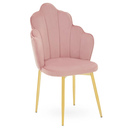 Tian Pink Velvet Dining Chair with Gold Metal Legs