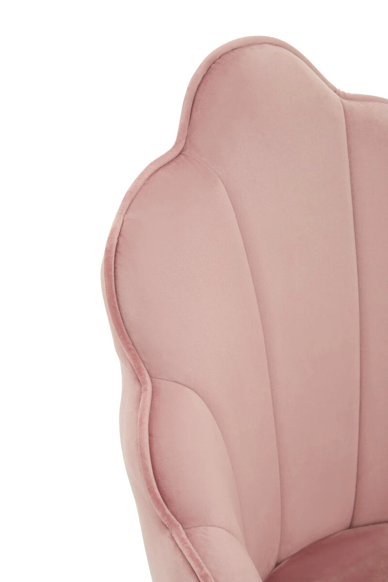 Tian Pink Velvet Dining Chair with Gold Metal Legs