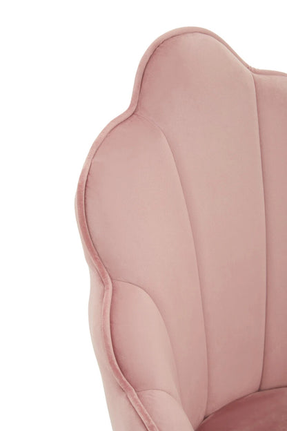 Tian Pink Velvet Dining Chair with Gold Metal Legs