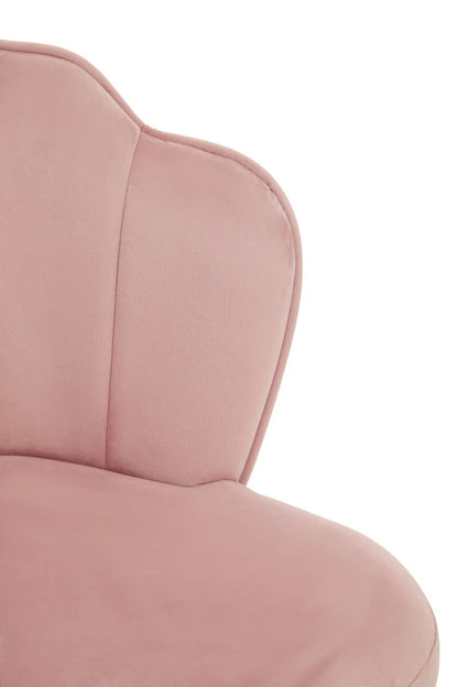 Tian Pink Velvet Dining Chair with Gold Metal Legs