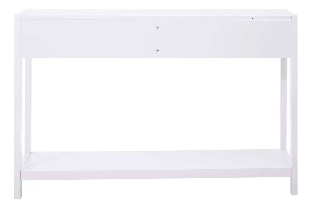 Sherman White Wood and Rattan Two Drawer Console Table