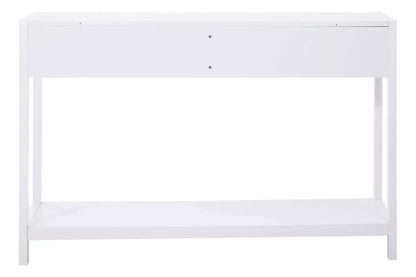 Sherman White Wood and Rattan Two Drawer Console Table