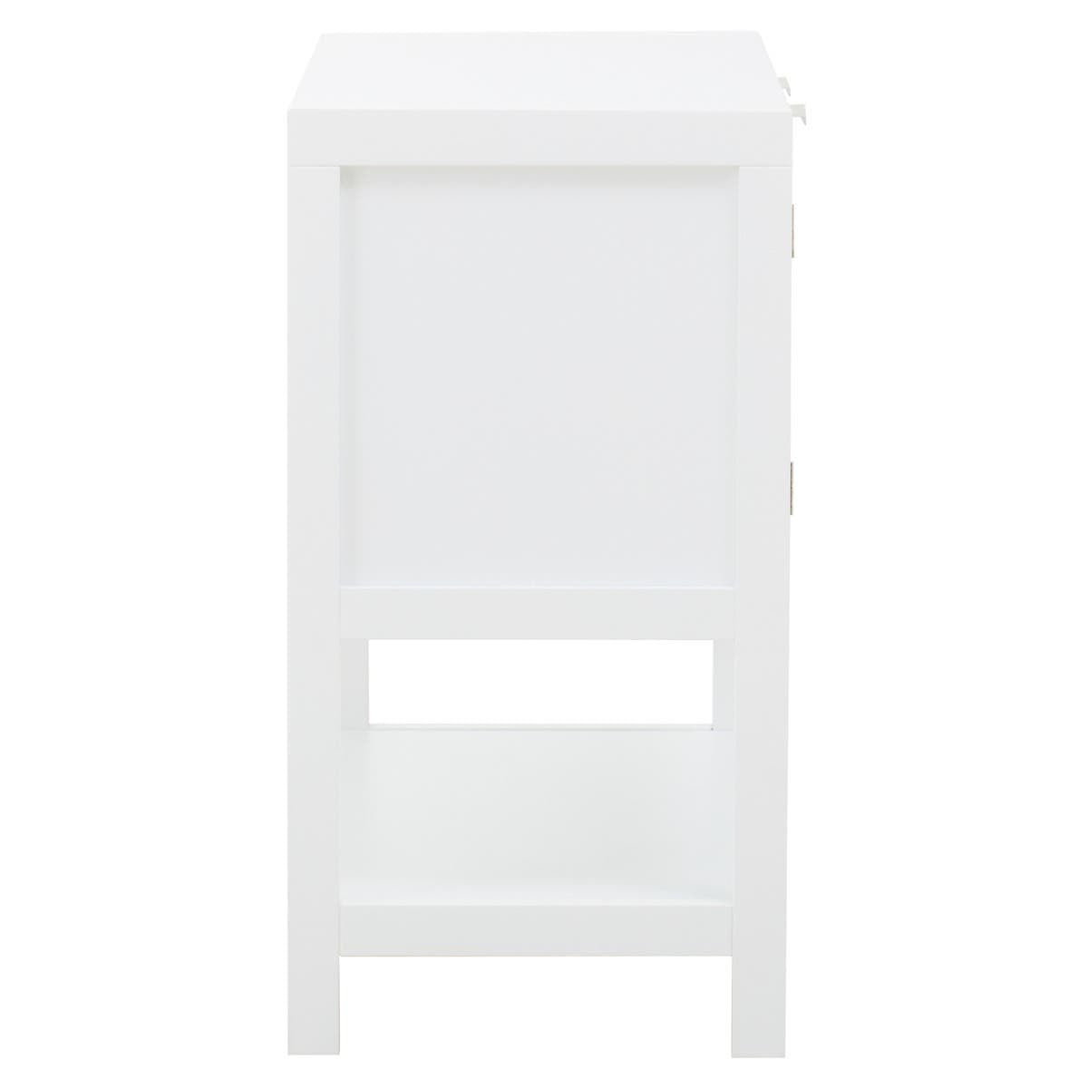 Sherman White Wood and Rattan Two Drawer Side Cabinet