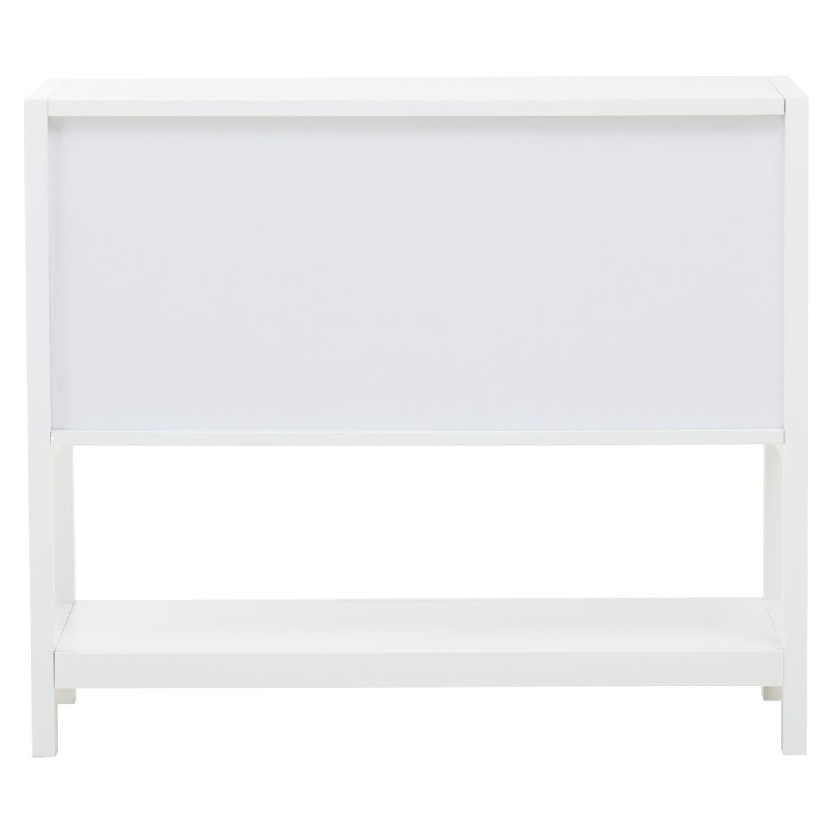 Sherman White Wood and Rattan Two Drawer Side Cabinet
