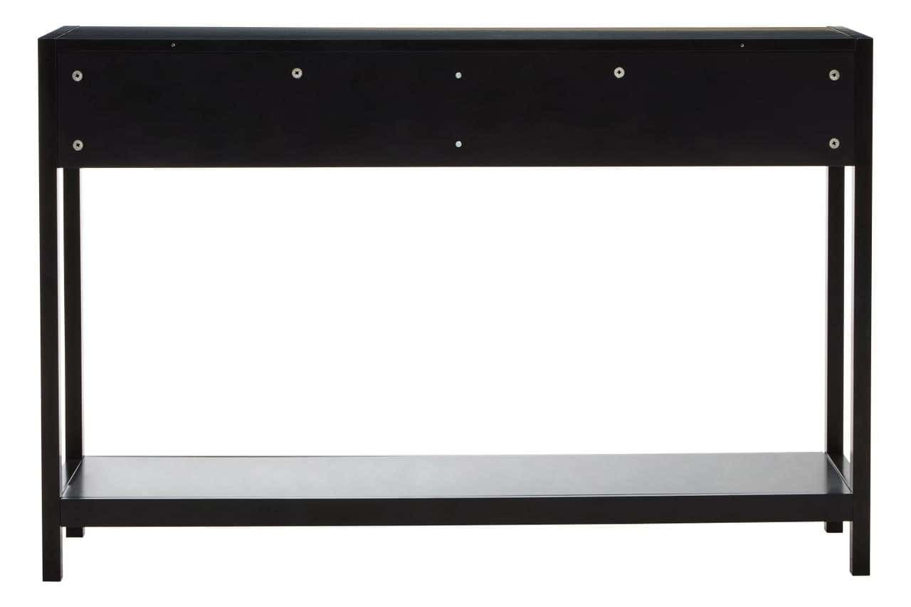 Sherman Black Wood and Rattan Two Drawer Console Table