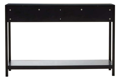 Sherman Black Wood and Rattan Two Drawer Console Table
