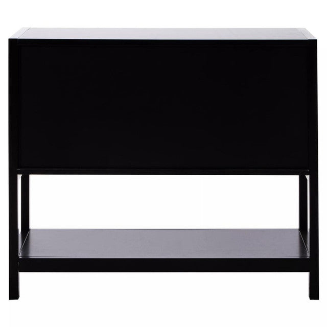 Sherman Black Wood and Rattan Two Door Side Cabinet