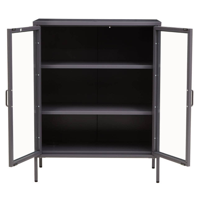Acier Two Door Grey Metal Cabinet