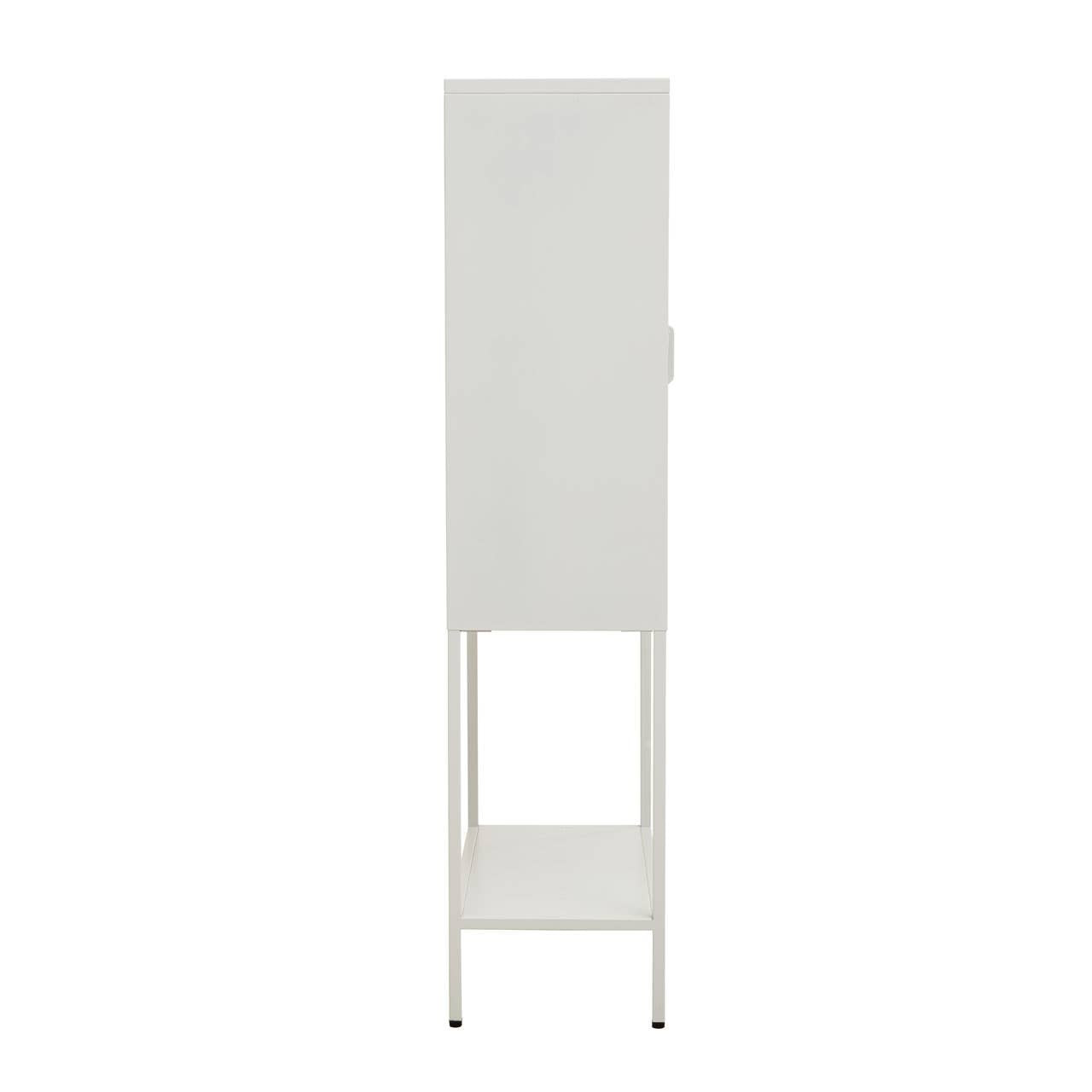 Acier Two Door White Metal Cabinet With Glass Doors