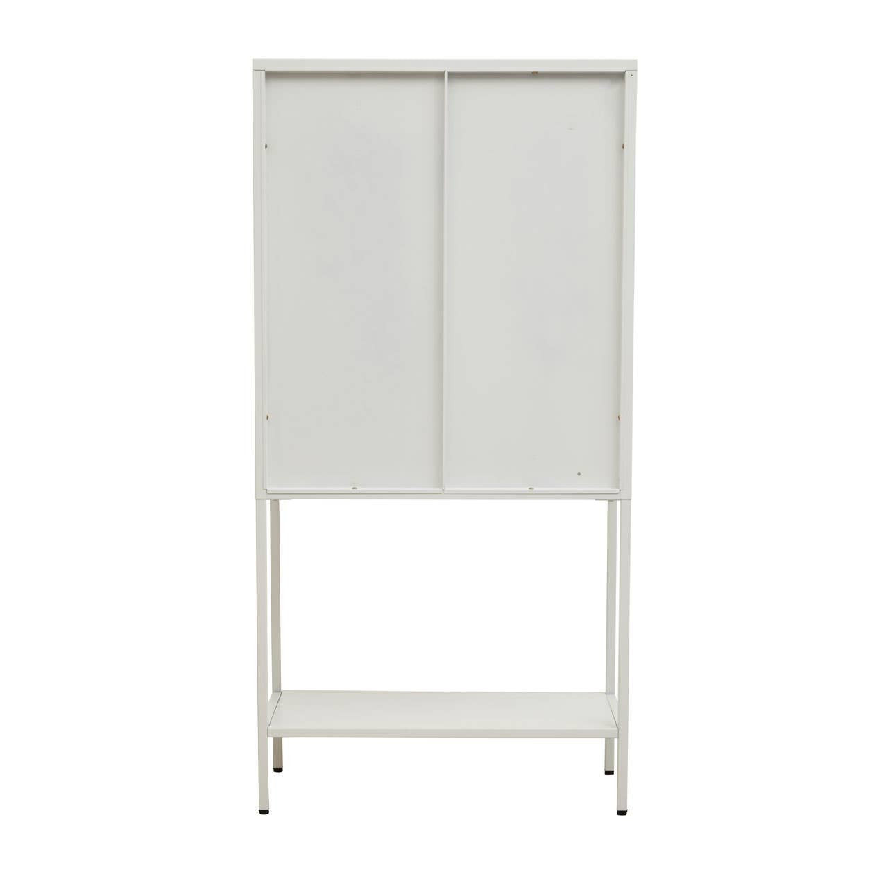 Acier Two Door White Metal Cabinet With Glass Doors