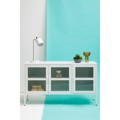 Acier Three Door White Metal Sideboard