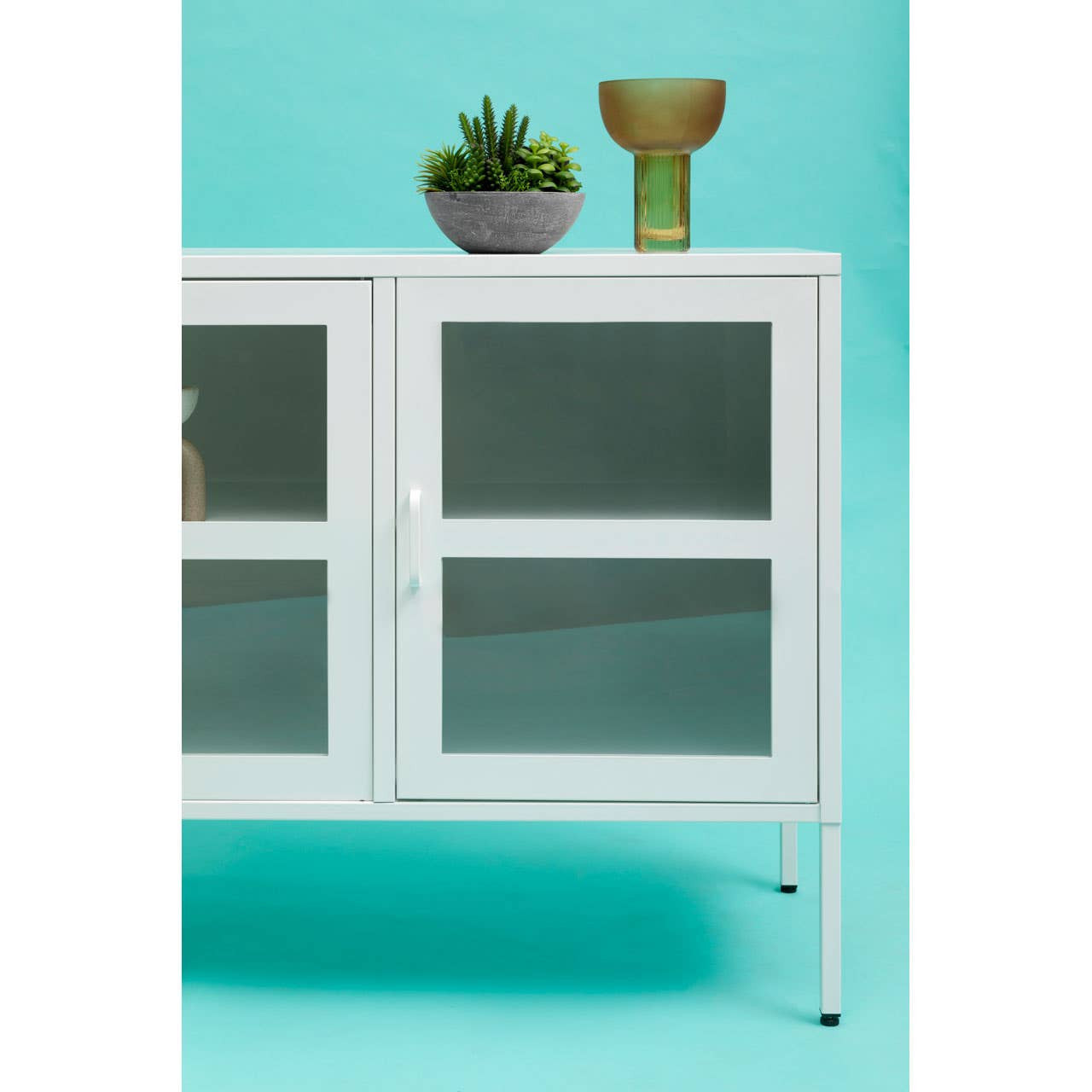 Acier Three Door White Metal Sideboard