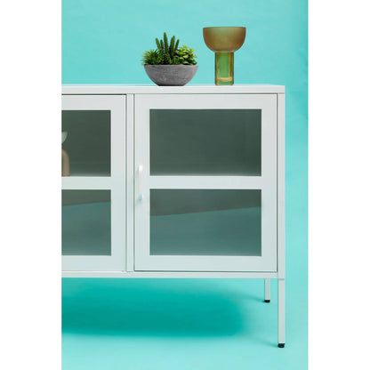 Acier Three Door White Metal Sideboard
