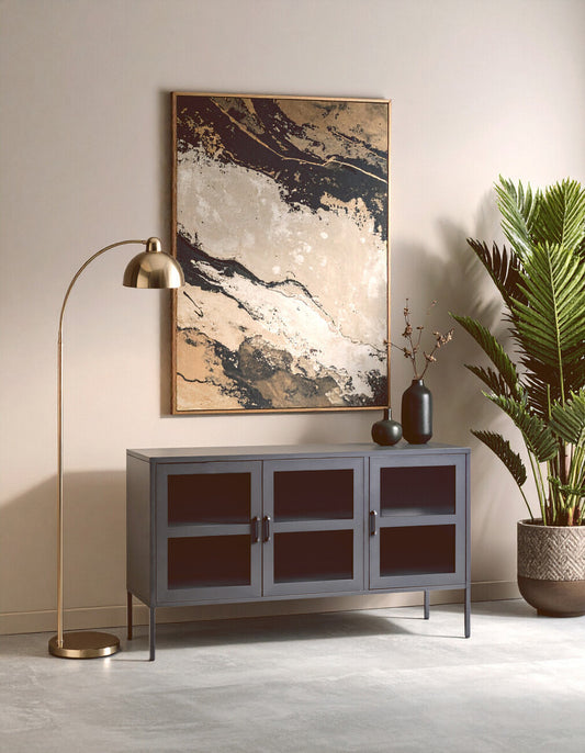 Acier Three Door Grey Metal Sideboard