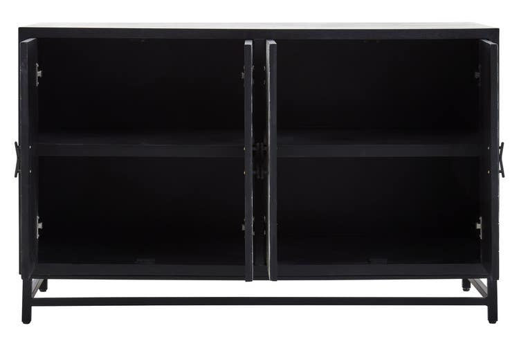 Lombok Black Rustic Chevron Four Door Sideboard