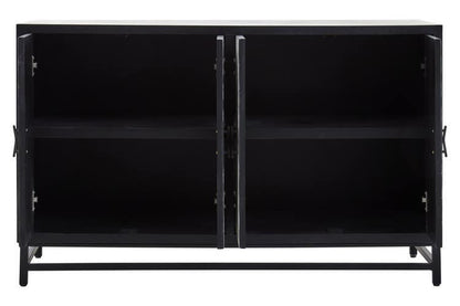 Lombok Black Rustic Chevron Four Door Sideboard