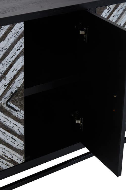 Lombok Black Rustic Chevron Four Door Sideboard