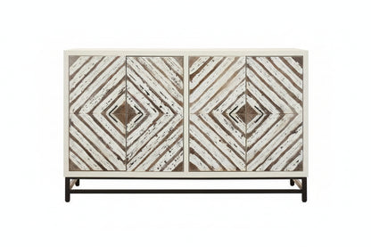 Lombok Rustic Chevron 4 Door Sideboard