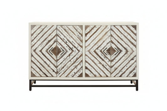 Lombok Rustic Chevron 4 Door Sideboard