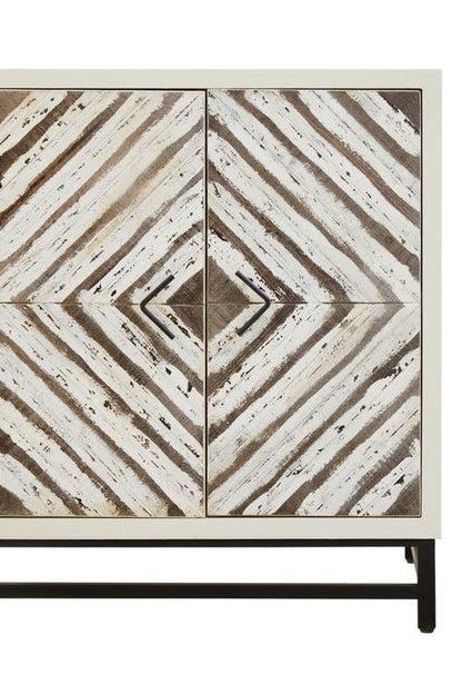 Lombok Rustic Chevron 4 Door Sideboard